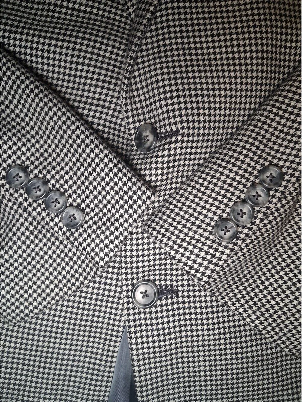 Hickey Freeman Sport Coat 44L White Houndstooth Cashmere